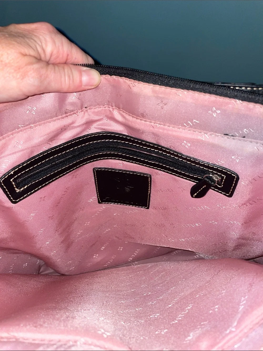 Craft Organizer Tote in Black and Pink with Multiple Pocket Panels
